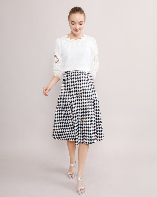 Checkered Pattern Fitted Skirt