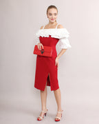 Off Shoulder Ruffle Midi Dress