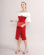 Off Shoulder Ruffle Midi Dress