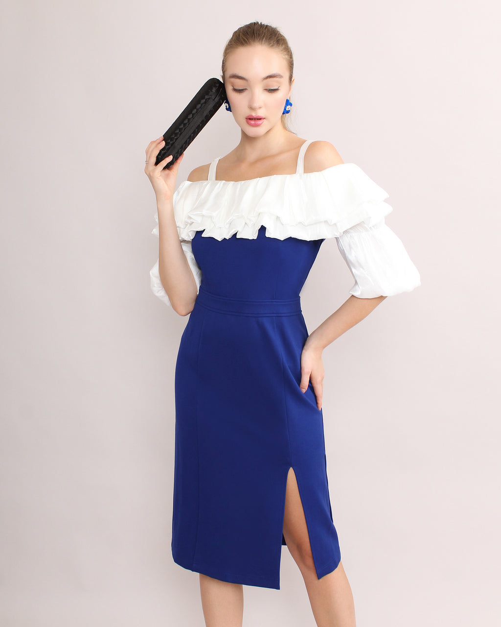 Off Shoulder Ruffle Midi Dress