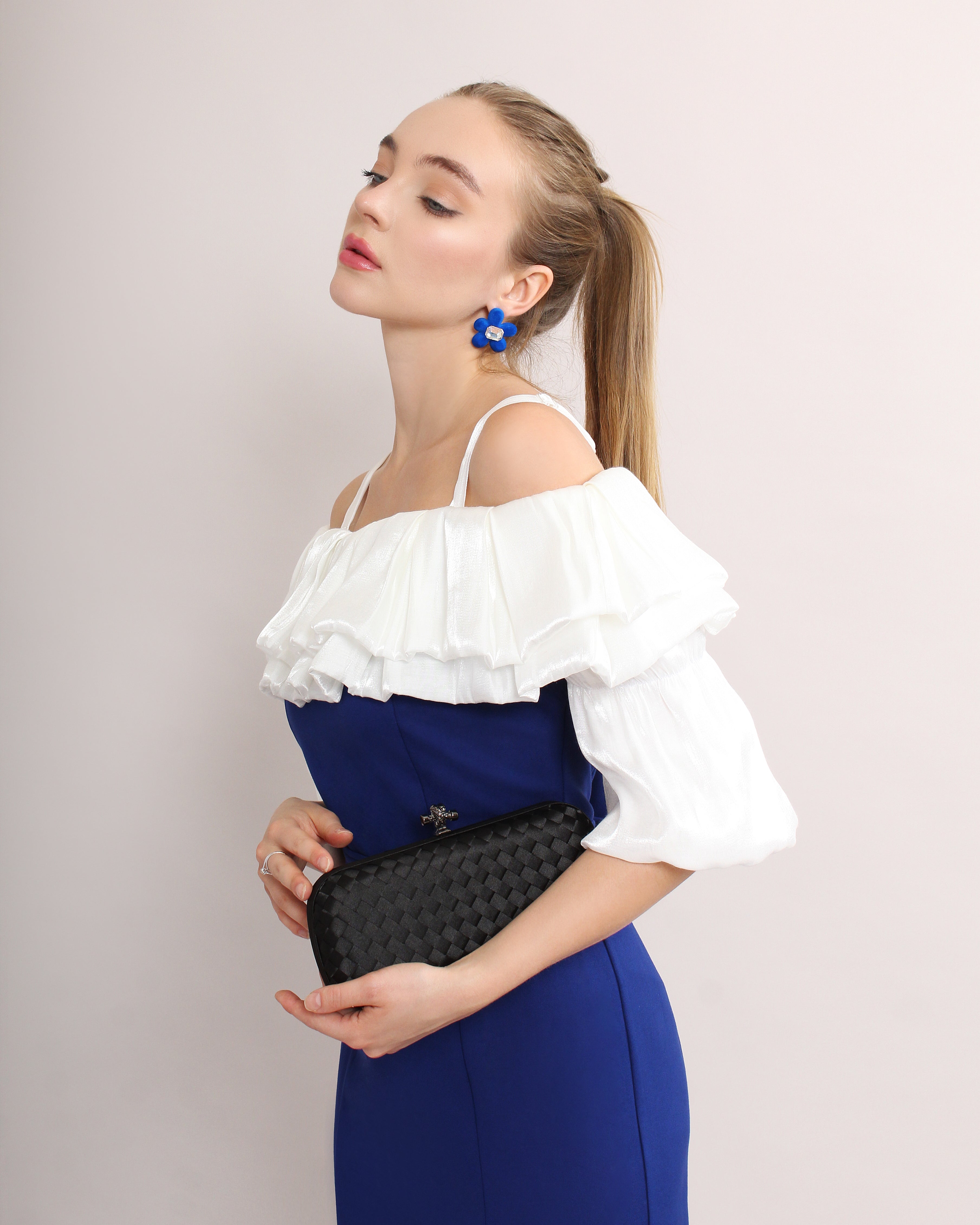 Off Shoulder Ruffle Midi Dress