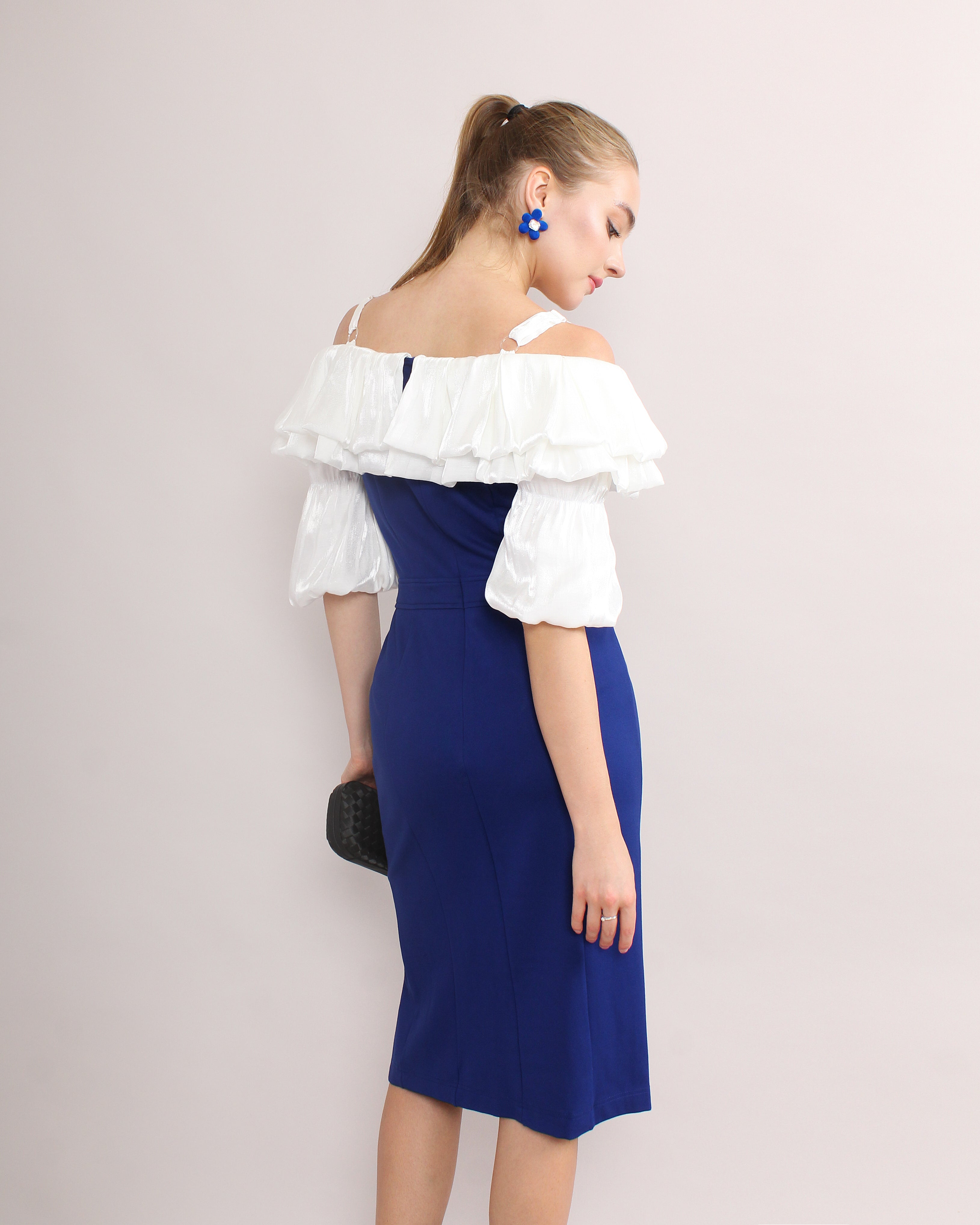 Off Shoulder Ruffle Midi Dress