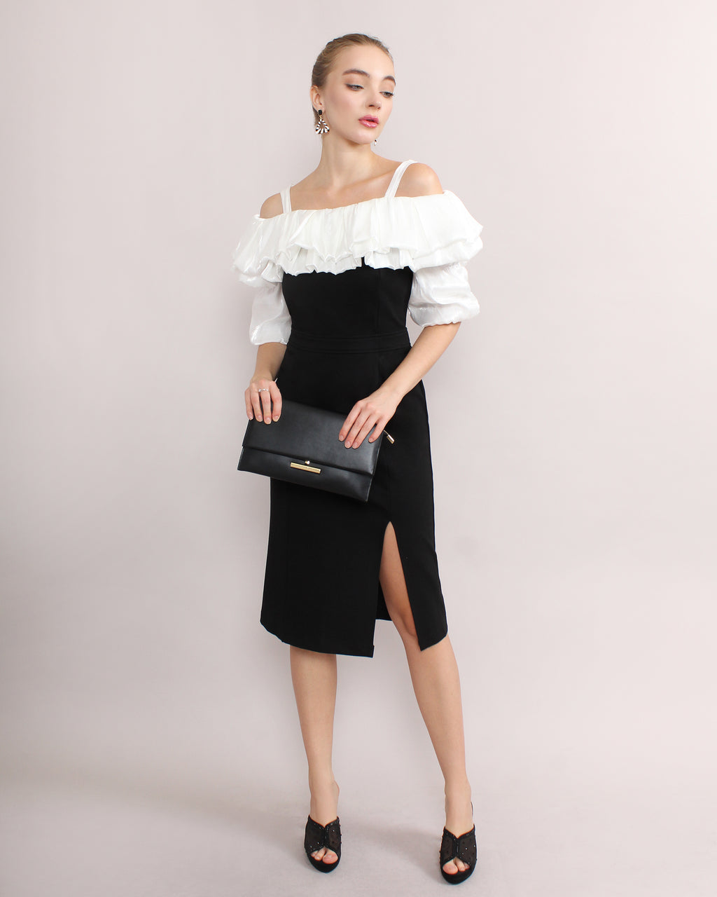 Off Shoulder Ruffle Midi Dress