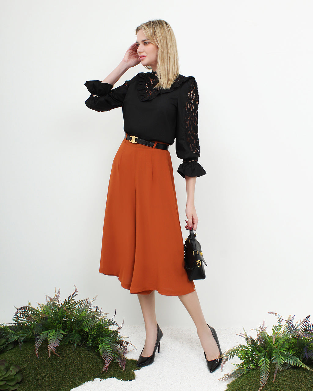 Chiffon Flare Wide Leg Pants