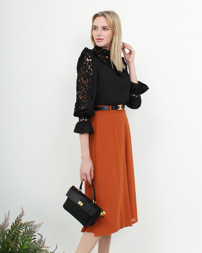 Chiffon Double Layer Flare Leg Palazzo Pants