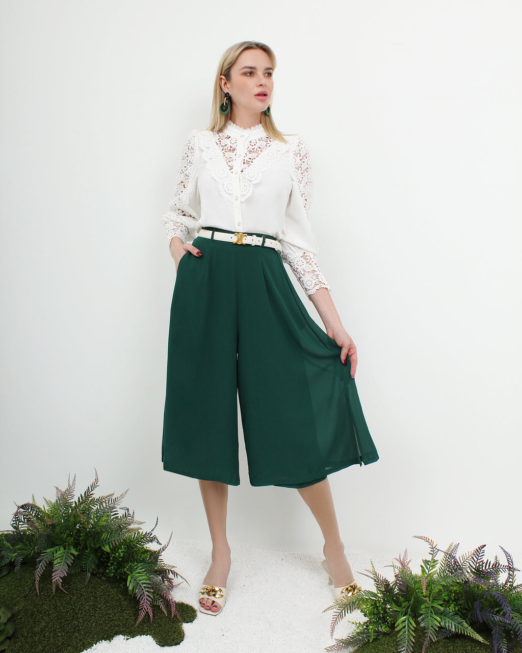 Chiffon Flare Wide Leg Pants