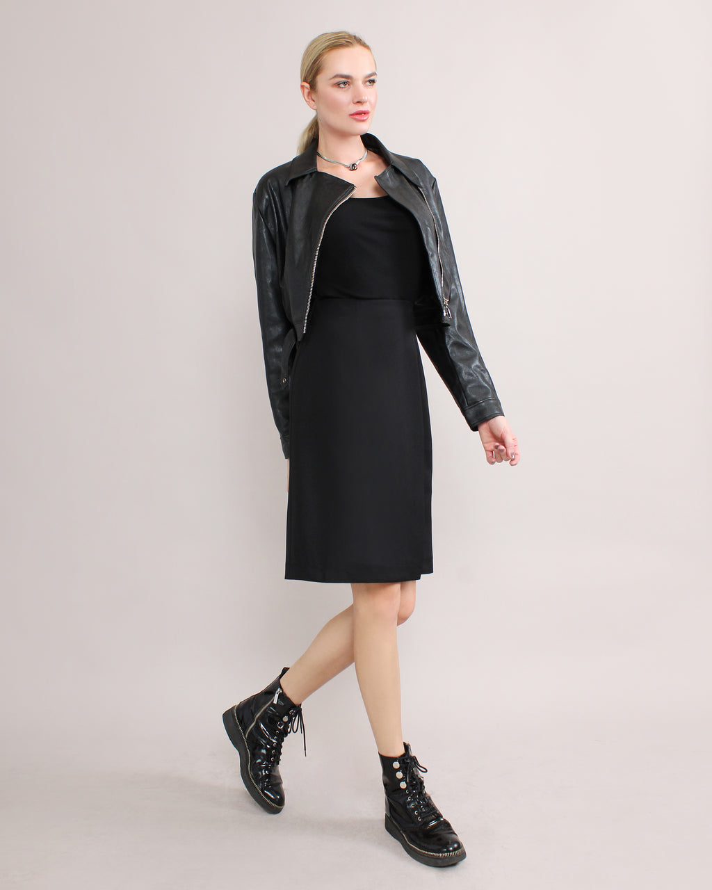 High Waisted Pleated Pencil Skirt