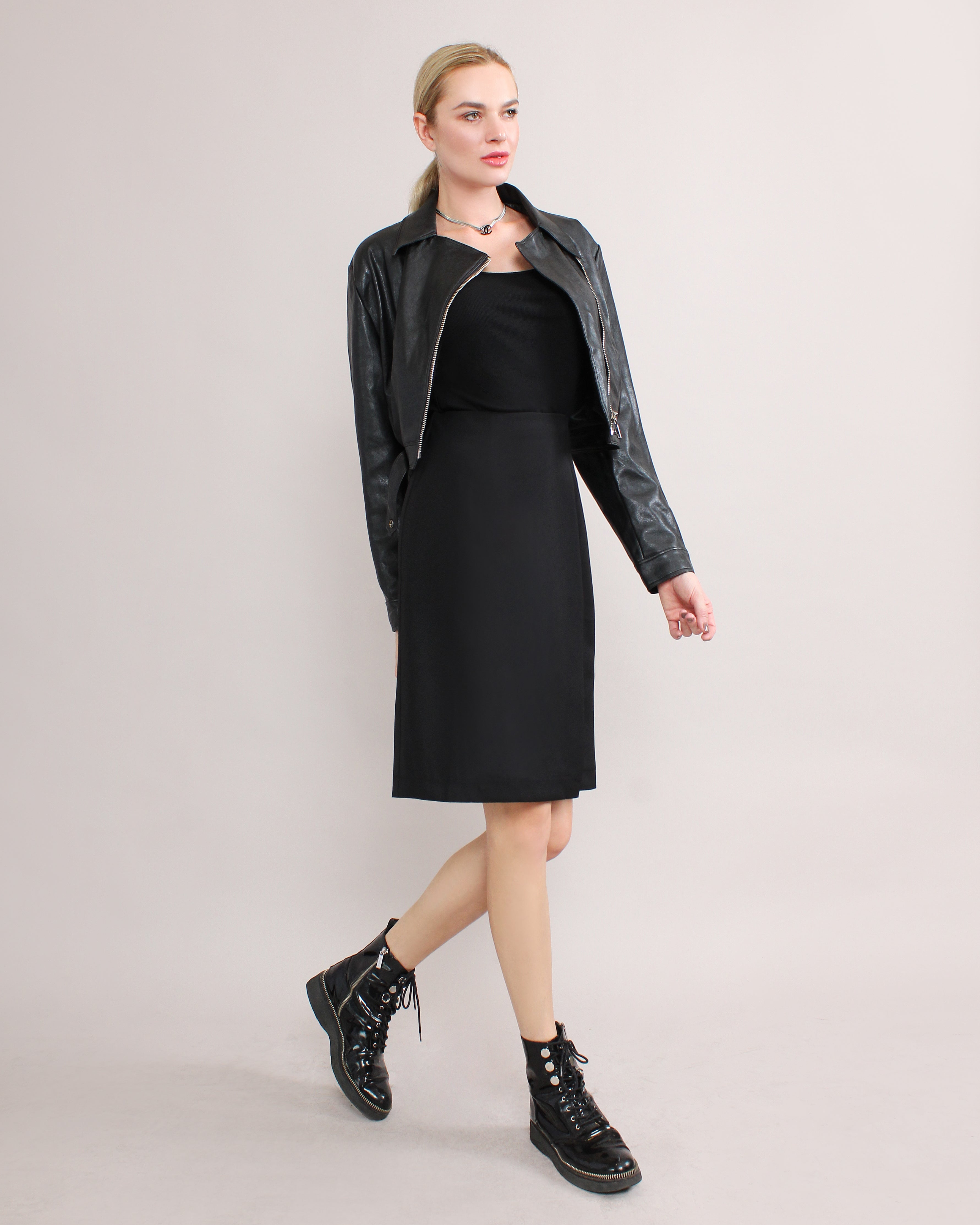 High Waisted Pleated Pencil Skirt