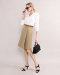 High Waisted Pleated Pencil Skirt