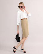 High Waisted Pleated Pencil Skirt
