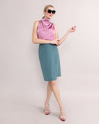 High Waisted Pleated Pencil Skirt