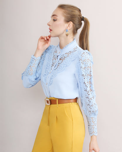 Frida Lace Cuff Arm Sleeve Blouse
