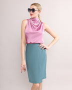 High Waisted Pleated Pencil Skirt