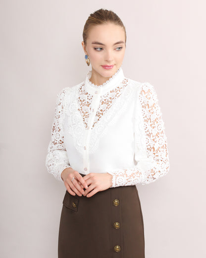 Frida Lace Cuff Arm Sleeve Blouse
