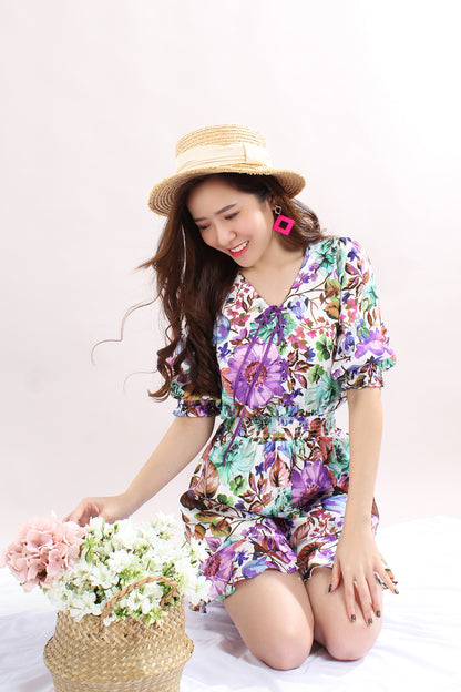 Amora V-Neck Drawstring Jumpsuit
