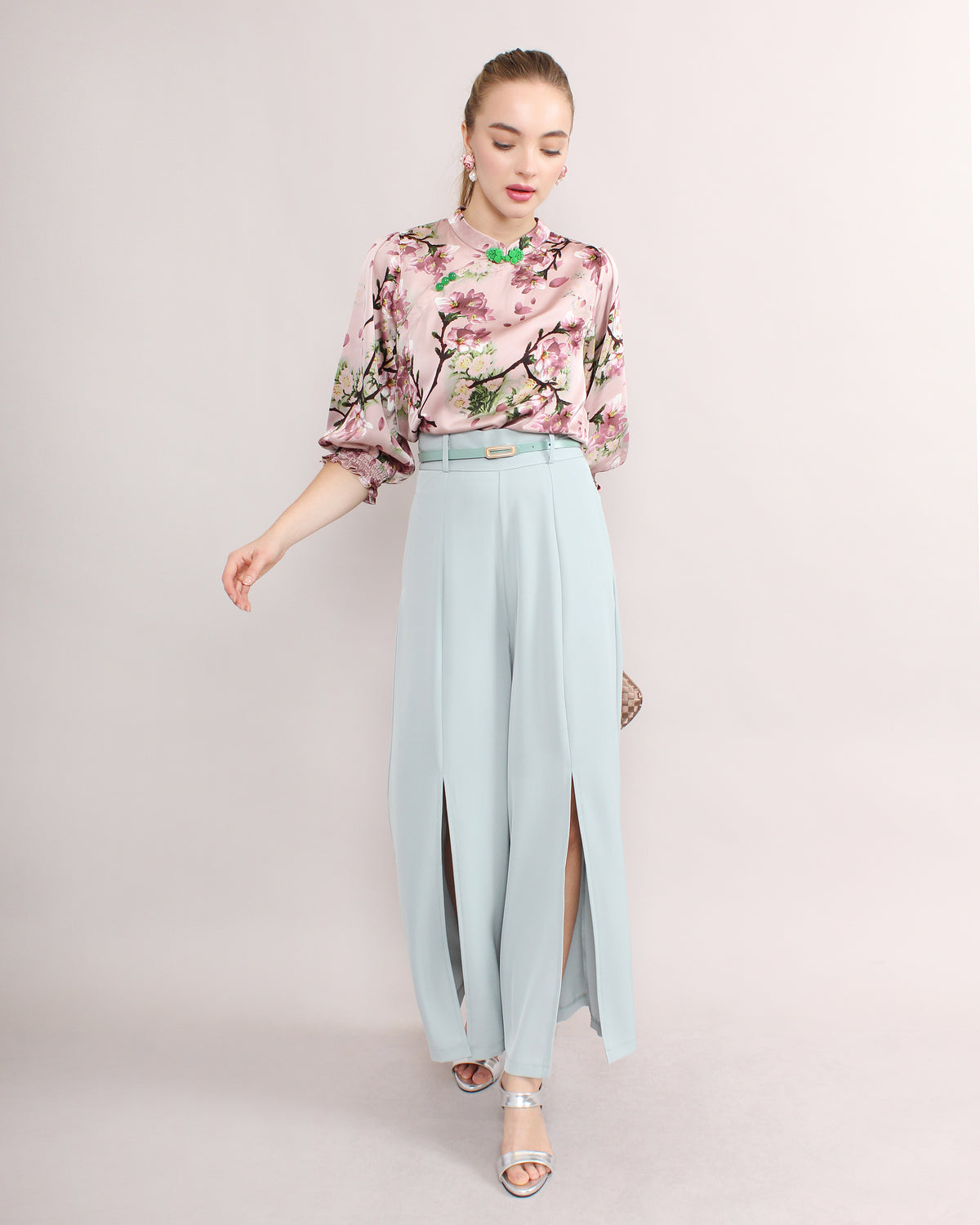 Qing Tian Satin Cheongsam Blouse