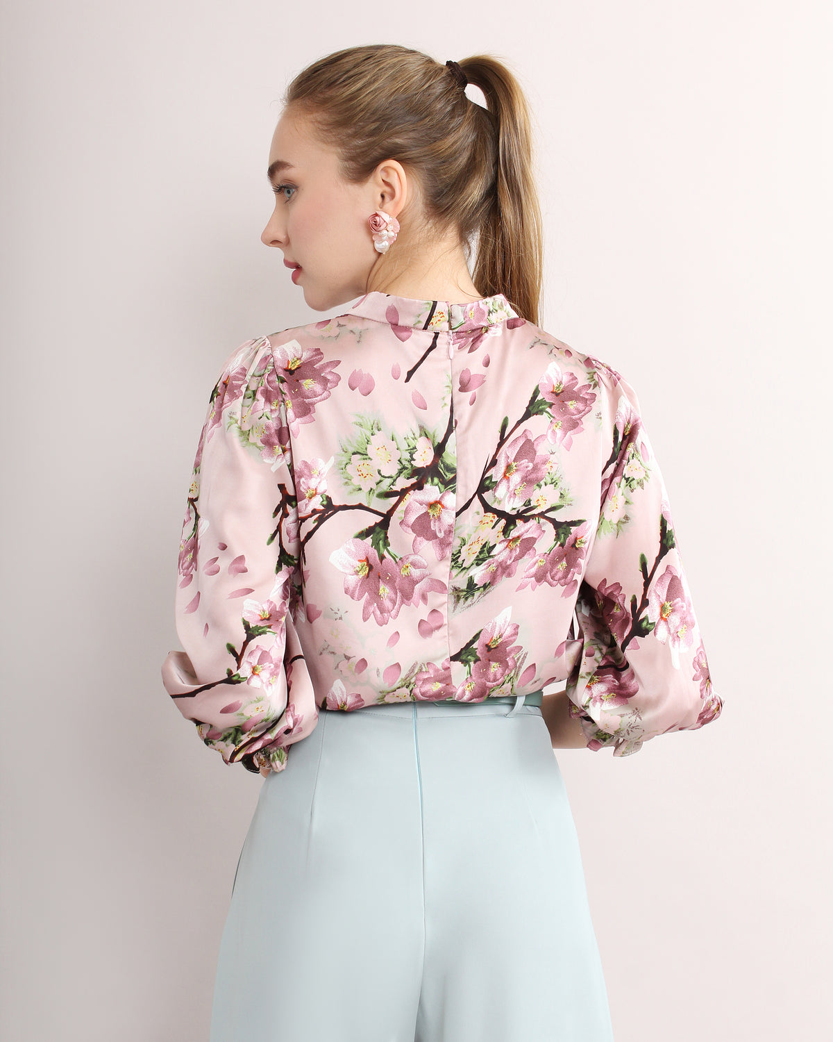 Qing Tian Satin Cheongsam Blouse
