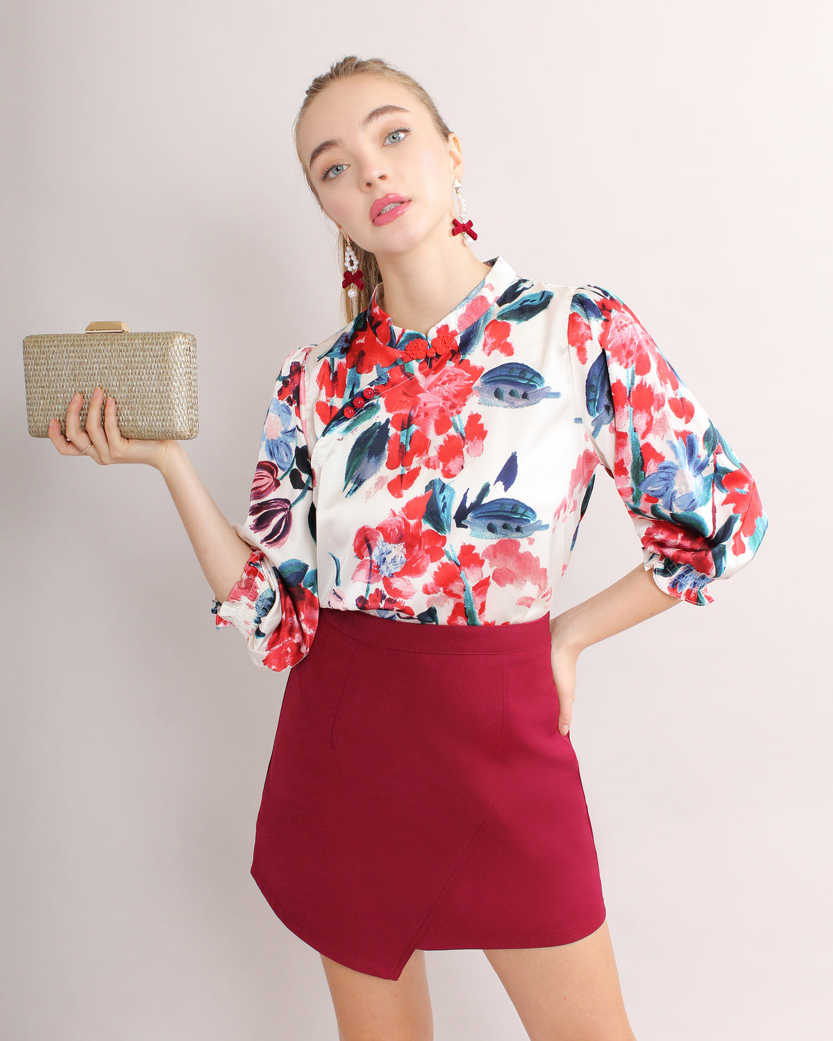 Qing Tian Satin Cheongsam Blouse