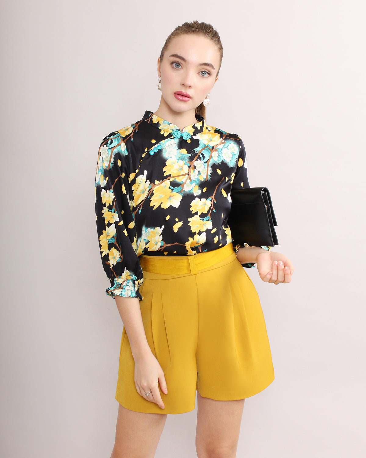 Qing Tian Satin Cheongsam Blouse