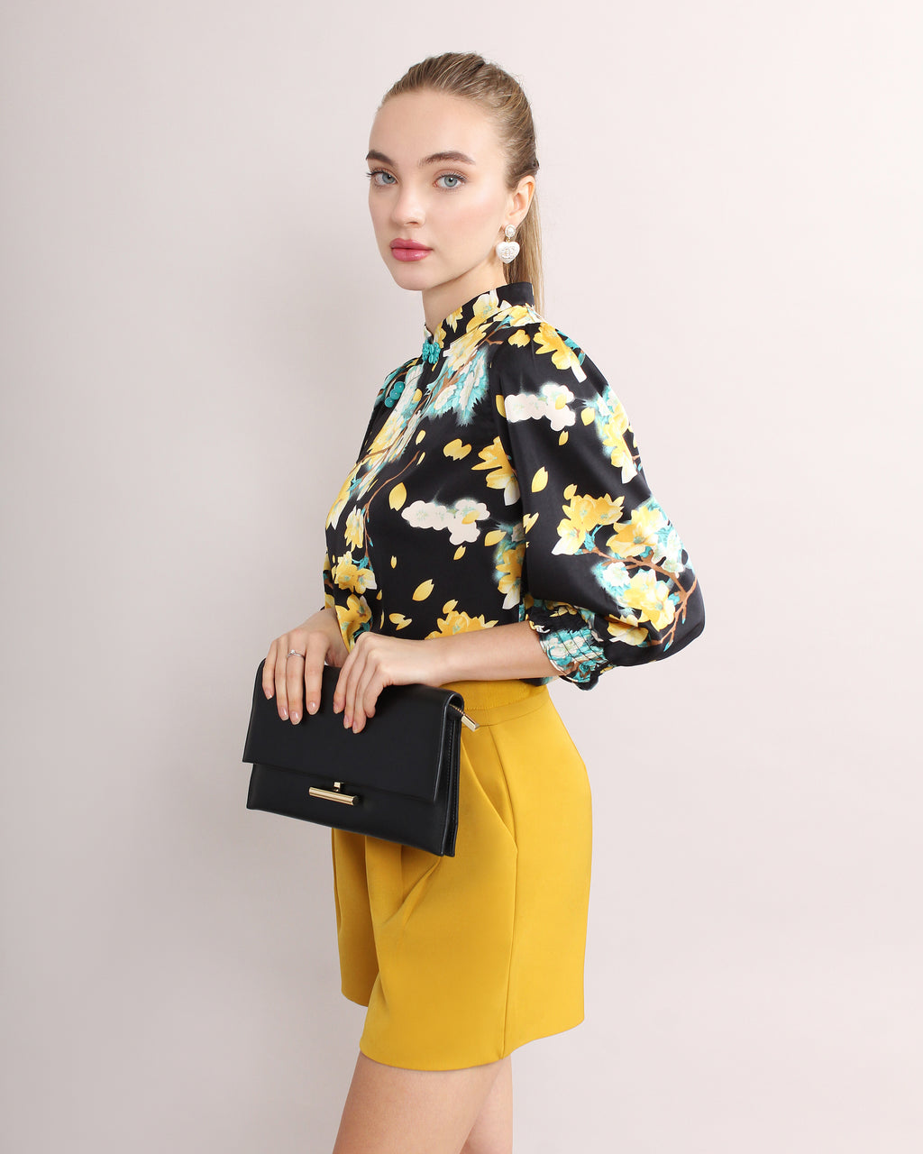 Qing Tian Satin Cheongsam Blouse