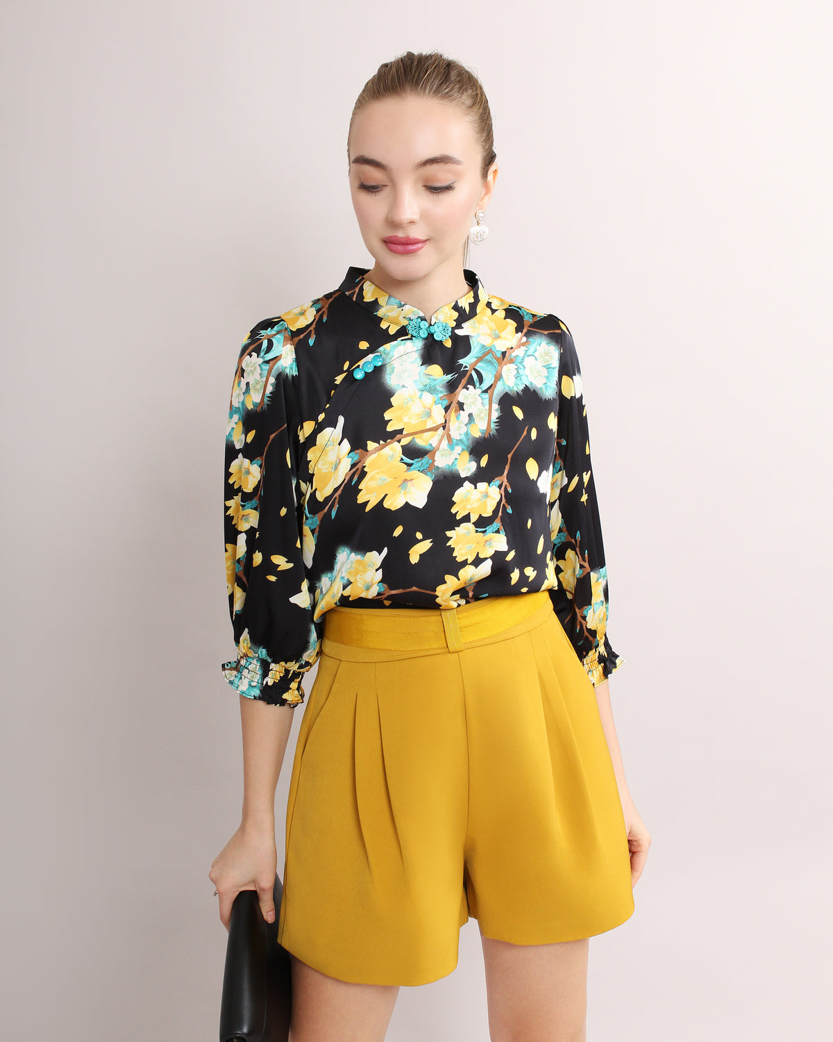 Qing Tian Satin Cheongsam Blouse