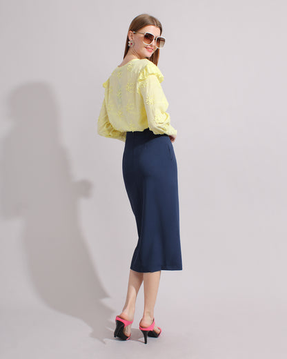 Amelia High Waist Sleek A-Line Front Split Hem Skirt