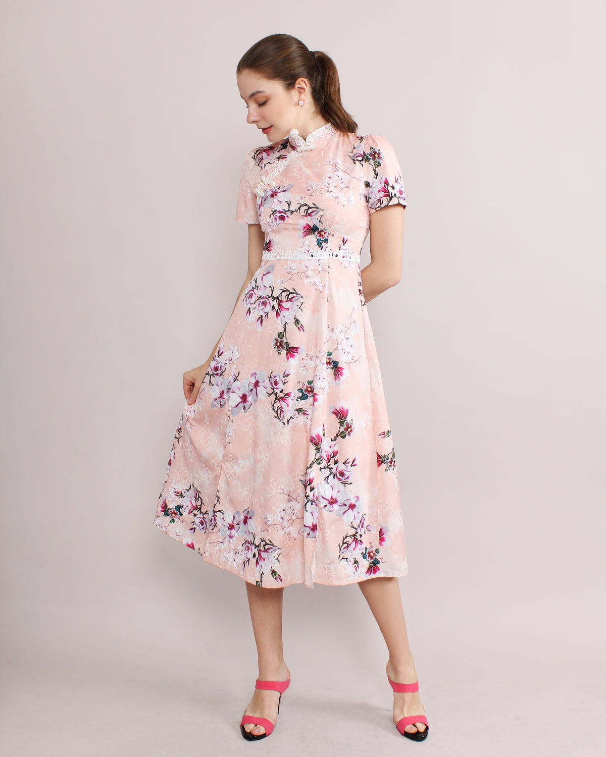 Lan Ya Frog Button Mandarin Collar Dress