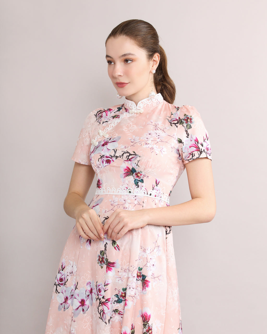 Lan Ya Frog Button Mandarin Collar Dress
