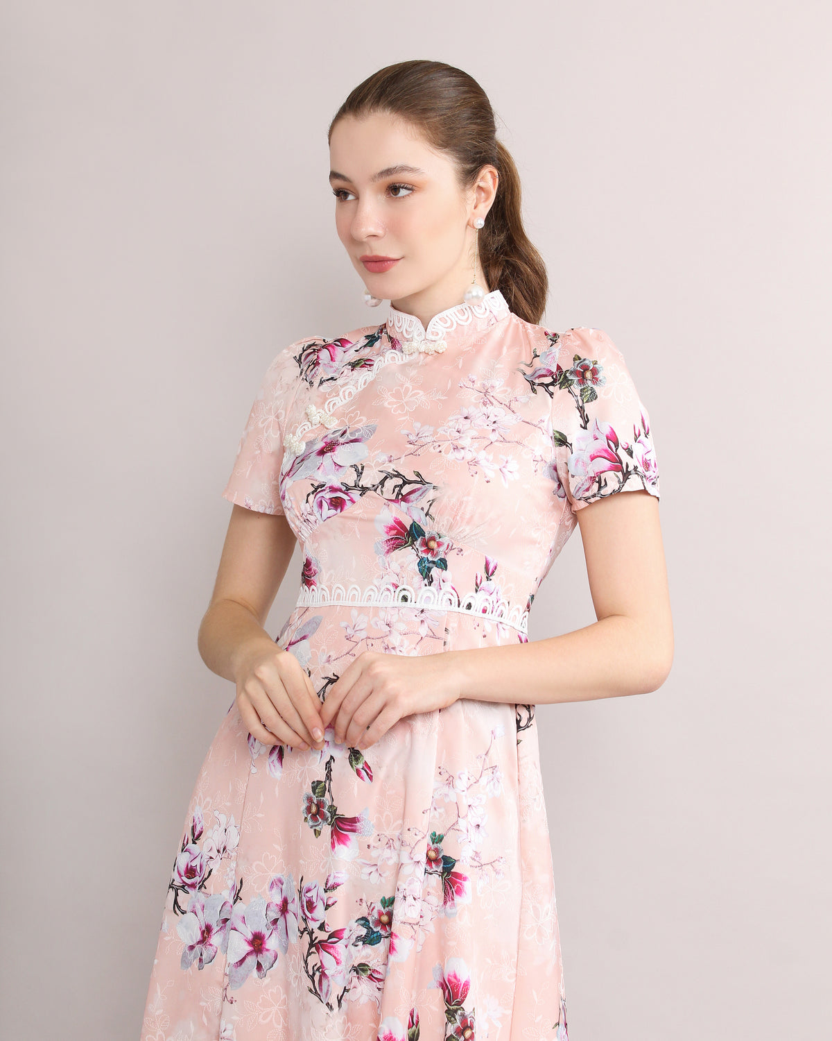Lan Ya Frog Button Mandarin Collar Dress
