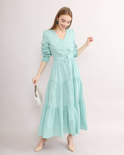 Elegant Maxi Summer Button Front Dress
