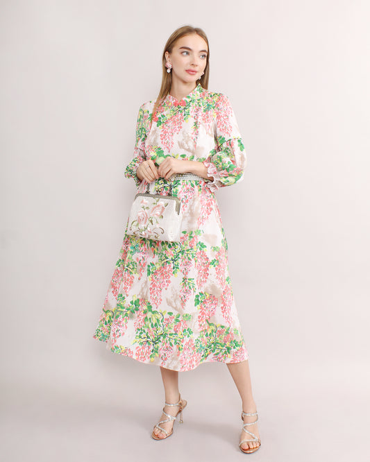 Cheongsam Floral Midi Flowy Dress