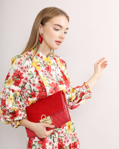 Cheongsam Floral Midi Flowy Dress