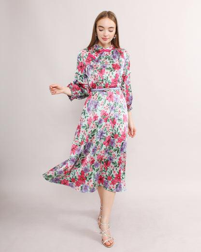 Cheongsam Floral Midi Flowy Dress