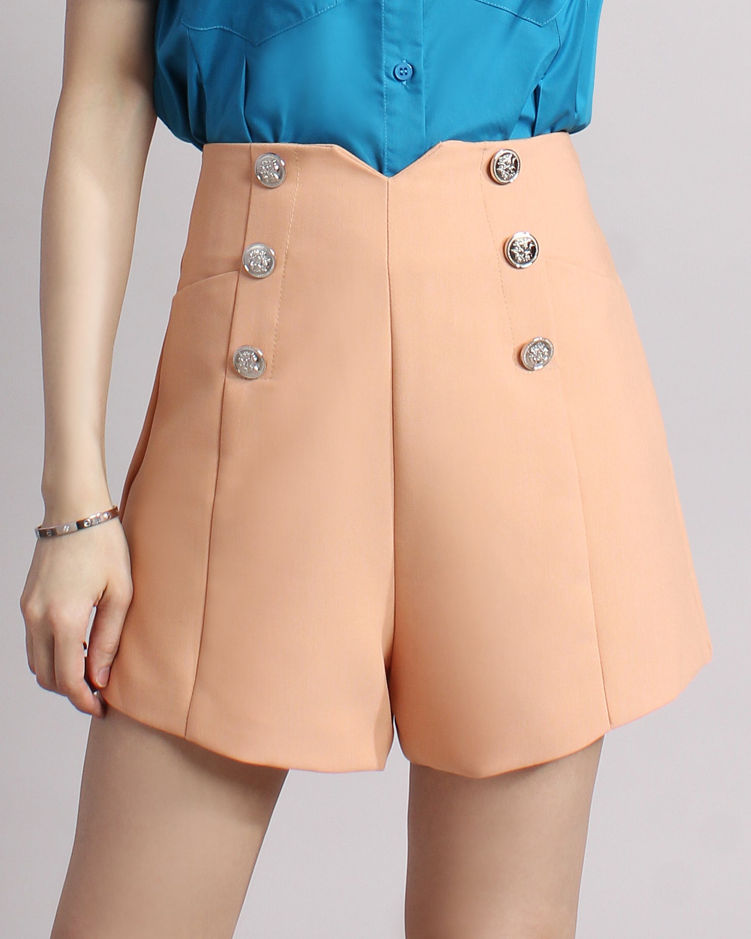 High Waist Buttoned Shorts
