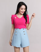 High Waist Buttoned Shorts