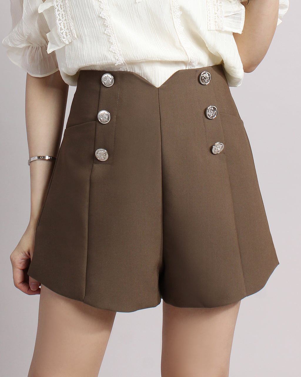High Waist Buttoned Shorts