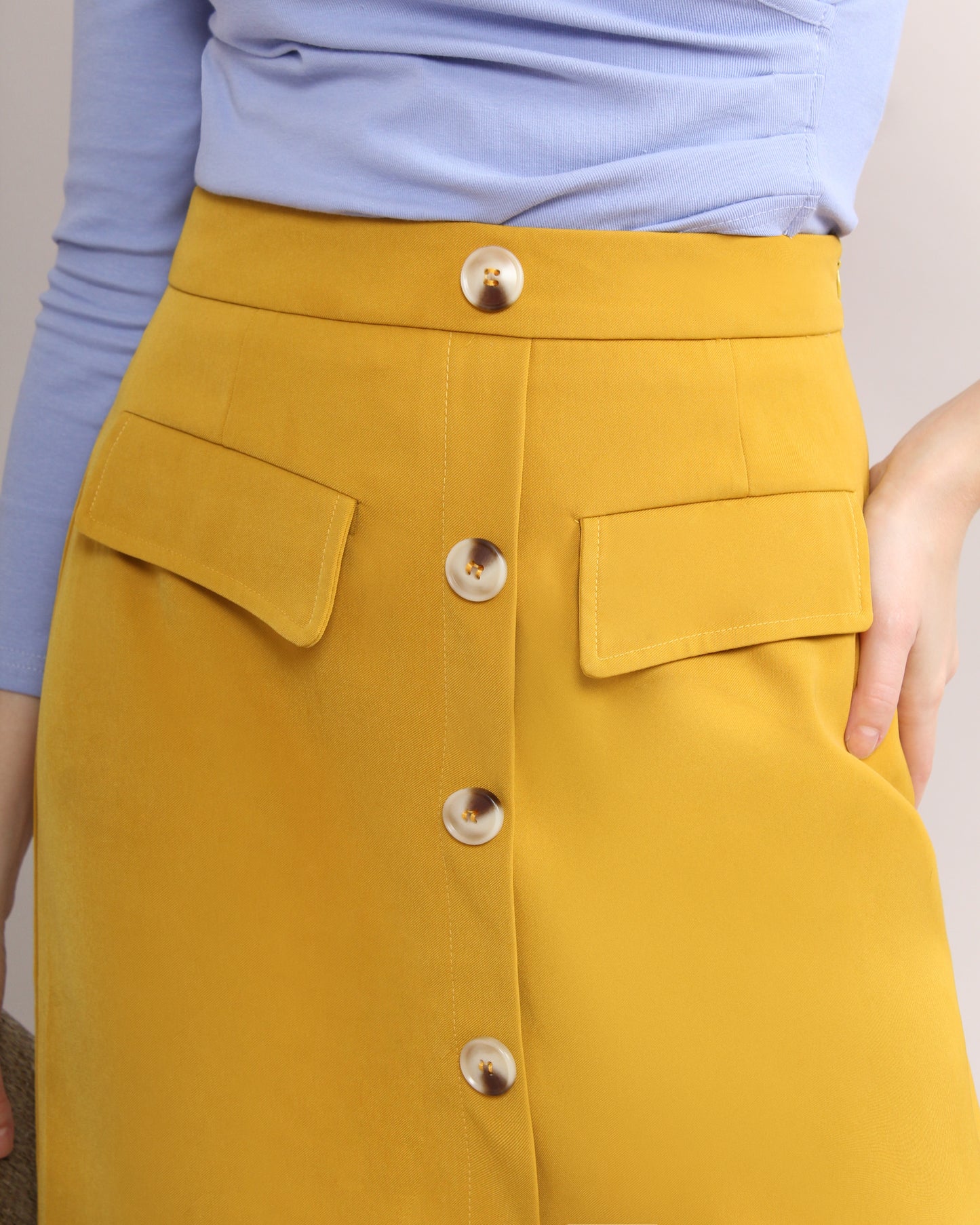 Casual Button Front Pencil Skirt
