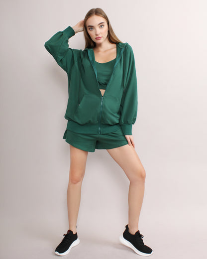 Casual Solid Top & Track Sporty Set