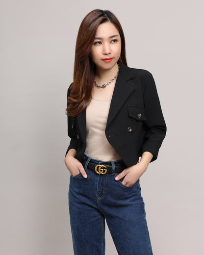 Yasmin Double-Breasted Cropped Blazer