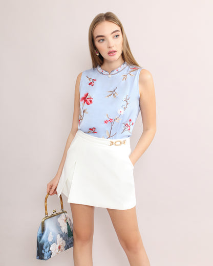 Vibrant Embroidered pattern Cheongsam Blouse