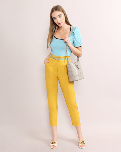 Casual Sccop Neck Fitted Blouse