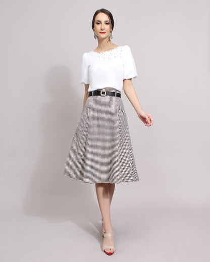 Odette A-Line Flare Checkered Skirt