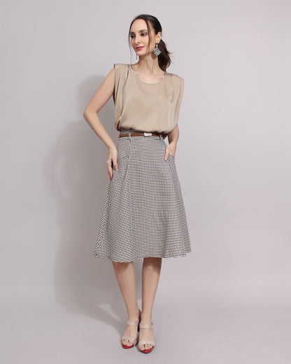 Odette A-Line Flare Checkered Skirt