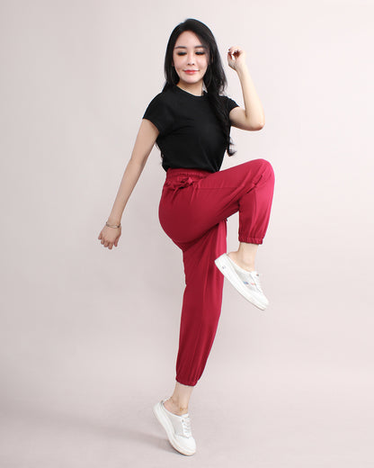 Sporty Wide Elastic Front Tie Waist Set