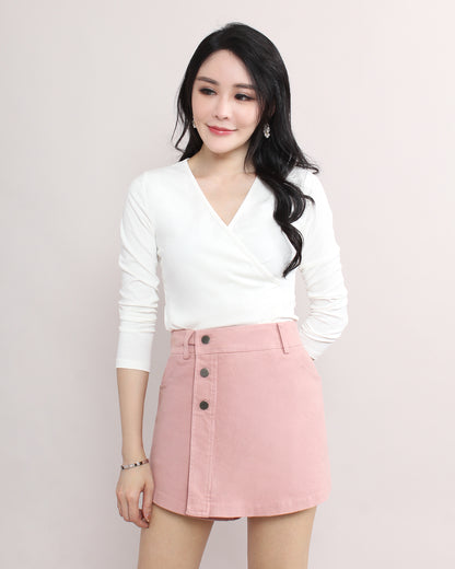 Asymmetrical Summer Denim Front Side Button Skirt