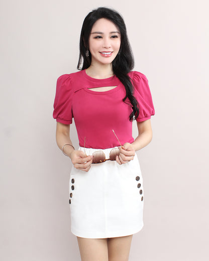 Casual Elastic Waist Cargo Mini Skirt