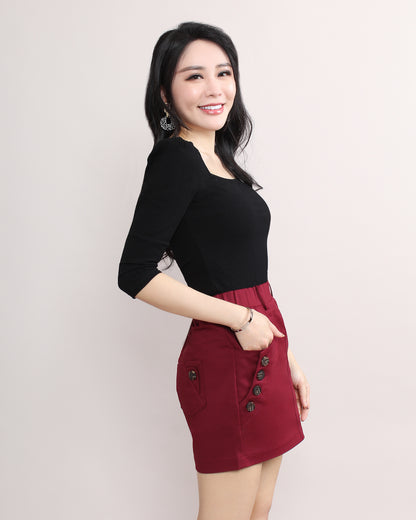 Casual Elastic Waist Cargo Mini Skirt