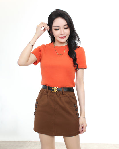 Casual Elastic Waist Cargo Mini Skirt