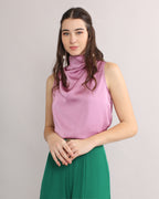 Satin Turtle Neck Top