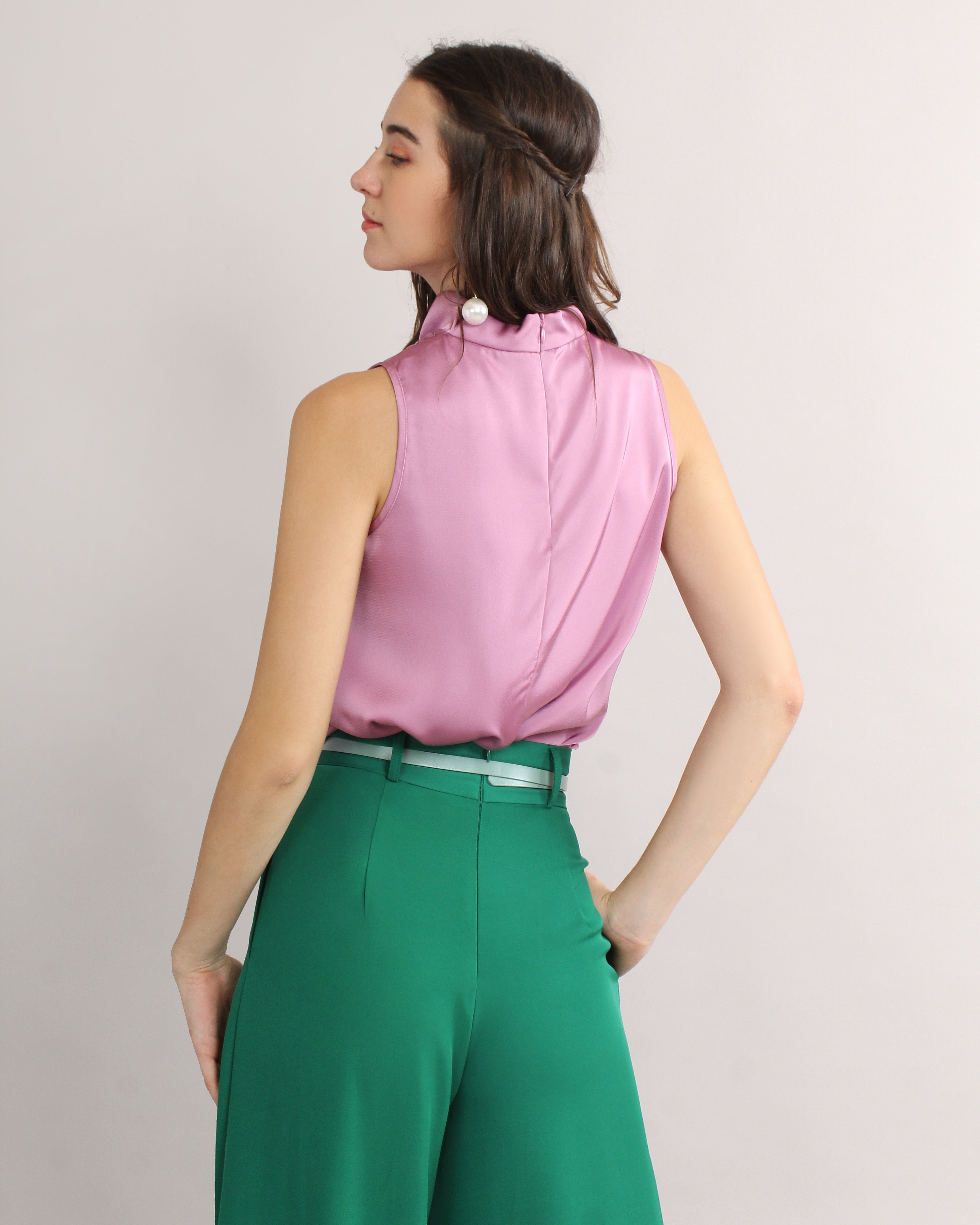 Satin Turtle Neck Top